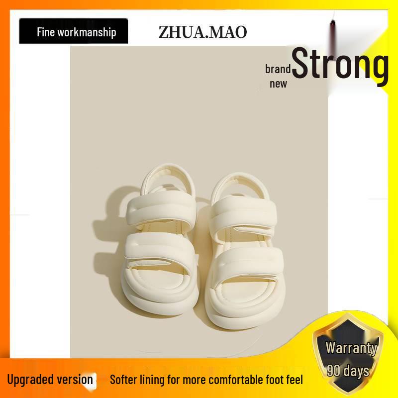 Women's 2025 Thick-Soled Velcro Sandals - Platform Roman Shoes for Casual Beachwear, Featuring Step-on Comfort for Pregnant Women