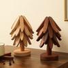 Foldable Wooden Trivets Anti Scald Insulation Pads Multifunctional Christmas Tree Coaster  Kitchen