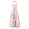House fairy temperament fashion high sense French halter strap split fork medium and long suspender dress