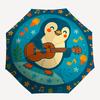 Penguin Playing Guitar Sticker - Cute Animal MusicDecal for Kids Room DecorUmbrella, Portable 3-Fold Compact Umbrella for Men & Women Gift