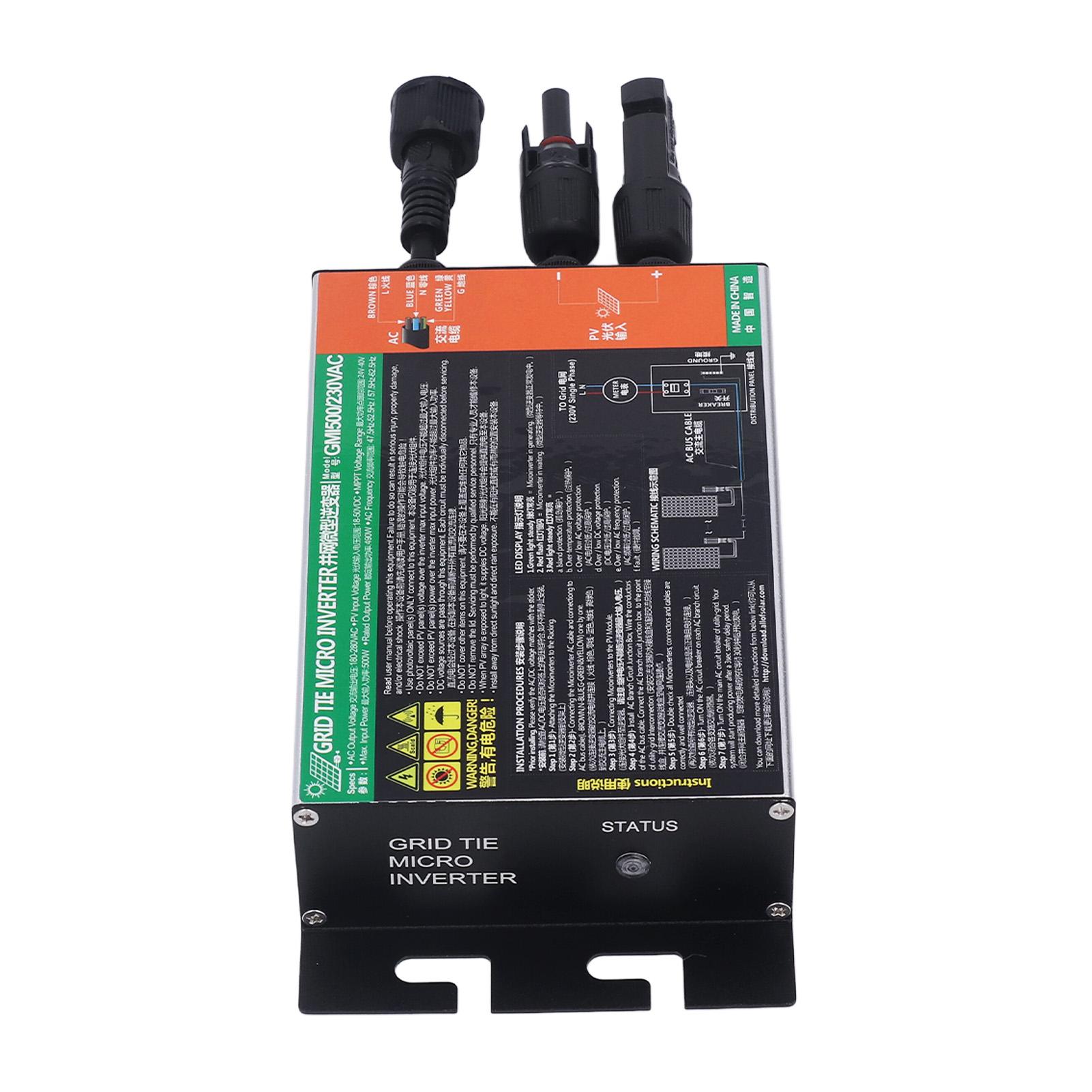 

Сетевой микроинвертор MPPT Чистая синусоида Солнечный микроинвертор Альтернативная энергия AC230V 500W