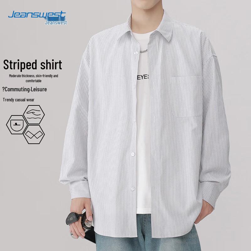 Jeanswest Men's Fashion Striped Long Sleeve Shirt