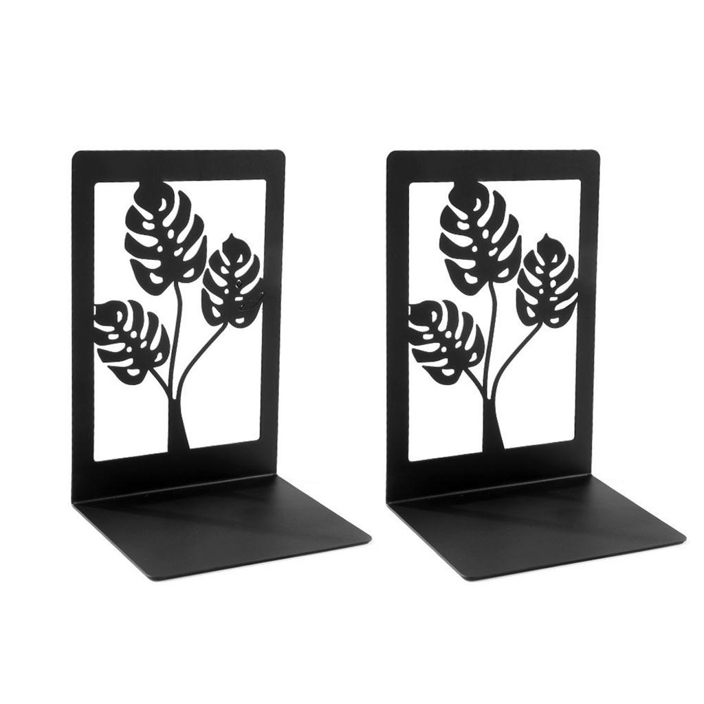 2Pcs Book Ends for Shelves Hollowed Leaf Metal Bookends Heavy Duty Book End Decorative Book Stoppers for Office School