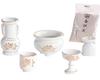 Buddhist Altar Set (5 Pieces): White Porcelain with Gold Lotus Design - Incense Burner + Candle Holder + Flower Vase + Tea Cup + Buddhist Altar Bowl -