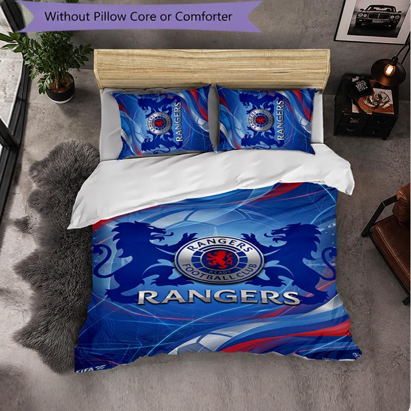 Biancheria da letto a tema Rangers FC Set 3 Pezzi Copripiumino Biancheria da letto Decorativa Per Stanza Adolescenti Decorazione Casa