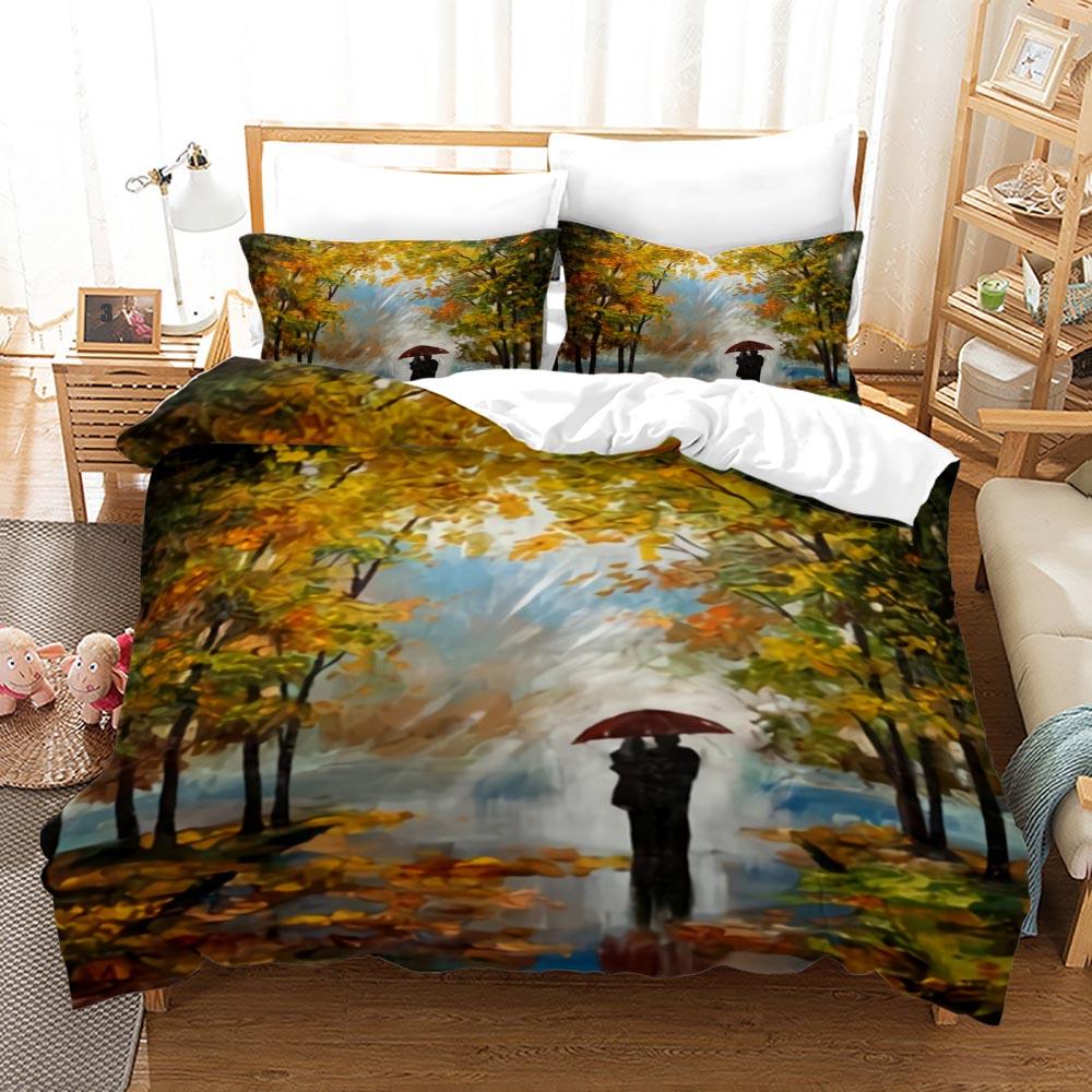Couple Theme Duvet Cover Set Valentine's Day Present For Couple Wife Polyester Bedding Set King Queen Full Size Comforter Cover