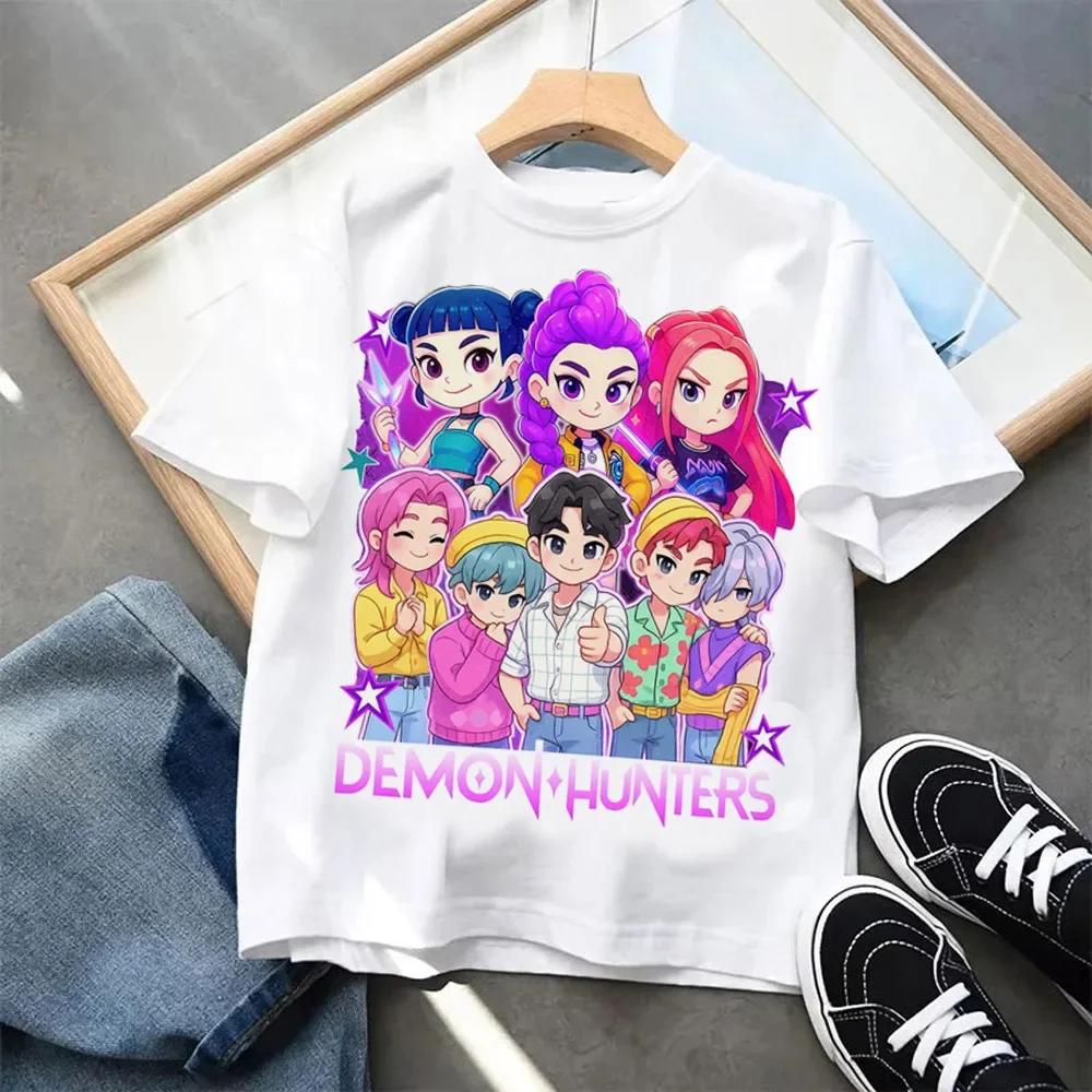 Kpop Demon Hunters Short Sleeve T-shirt Harajuku Tiger Design Children's Clothing for Boys And Girls