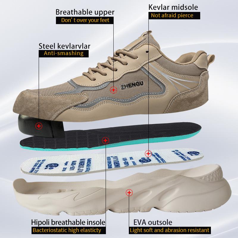 Work Sneakers For Men Safety Shoes Anti-Smash Anti Puncture Indestructible Shoes Breathable Comfort Steel Toe Protection Shoes