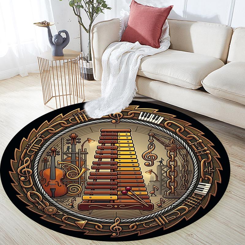 Musical Instruments Symphony Round Area Rug Under Office Chairs Bedroom Living Room Home Decor