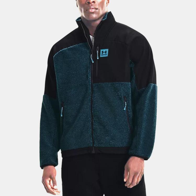 Under Armour Logo Casual Pattern Vintage Sports Stand Collar Loose Zipper Long Sleeve Jacket Men Jacket Black 1366091-413