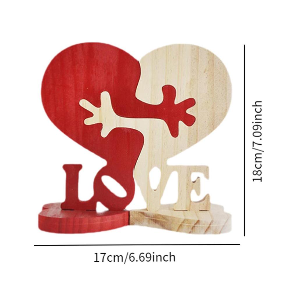 Heart Shaped Wooden Ornaments,Wood Tabletop Decorations Tabletop Centerpiece Wooden Statue Love Wood Signs for Xmas Bookshelf