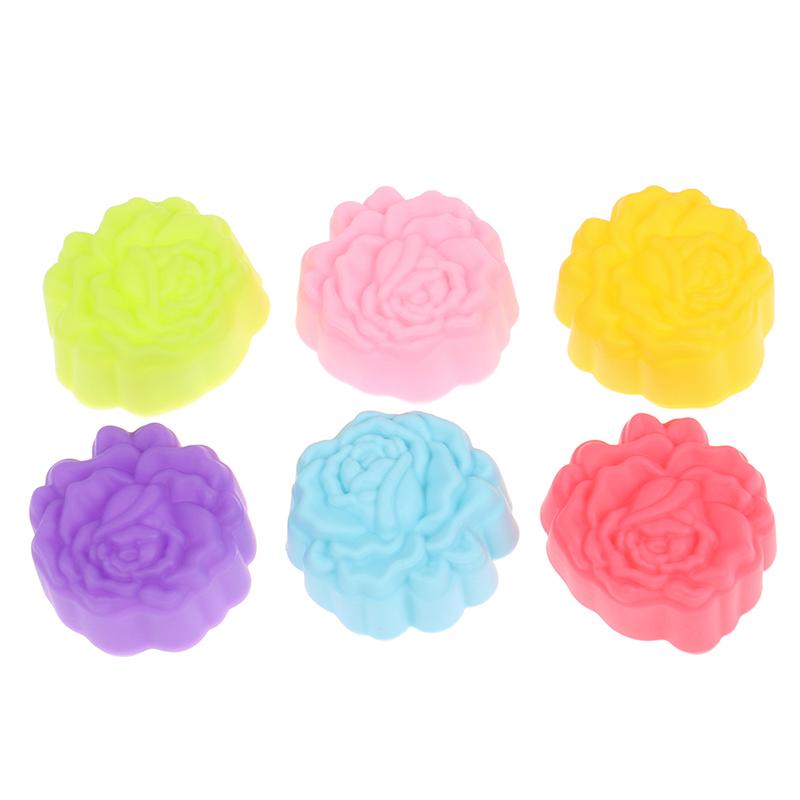 12Pcs 5Cm Rose Shaped Jelly Pudding Mold Muffin Cake Cup Silicone Muffin Cake Molds Baking Accessories