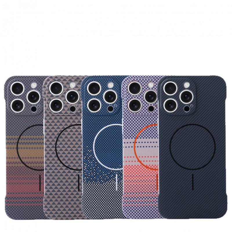 Carbon Fiber Texture Magnetic Snap-On Case IPhone 17 Pro Max 16 15 Ultra Slim Shockproof Heat Dissipation PC Cover