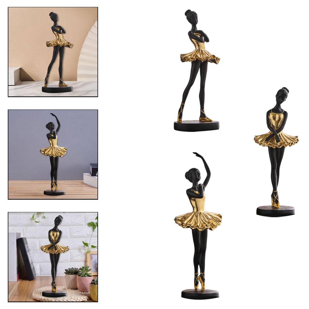 Ballerina Statue Figurine Girl Figure Collection Table Centerpieces Resin for Office Bedroom Bookshelf Fireplace Decoration
