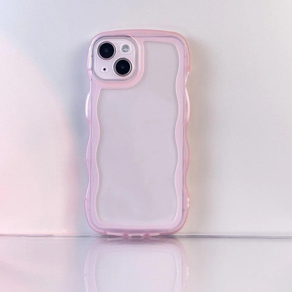 Urocze Falowane Kręcone Przezroczyste Etui na Telefon Dla iPhone 11 Etui iPhone 15 Pro 14 13 12 Pro Max XS Max X XR 7 8 Plus SE Miękka Odporna na Wstrząsy Pokrowiec