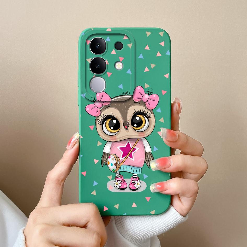 New Case For Vivo Y19S V30 V40e V50 Y04 T4x iQOO Z9s Y29 Y29S Y39 S19 Pro V40 Lite(IDN) Lovely Owl Kitten Slim Silicone Shockproof Shell For Vivo Capa