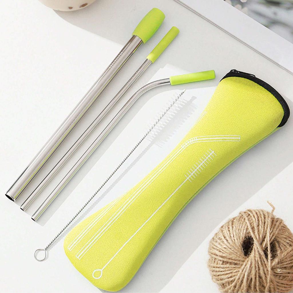 7pcs, Straw, Stainless Steel Reusable Straws With Silicone Straw Tip,Tea Straws, Travel, Beach, Party Supplies