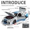 1:24 Skyline Gtr Modificado Supercoche Metal de Aleación Modelo de Coche Fundición a Presión Sonido y Luz Colección de Modelo de Hobby Adorno de Moda Regalo