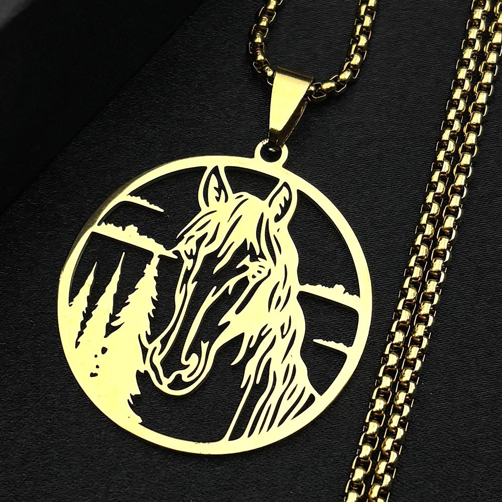 Horse Head Necklace For Women Men Stainless Steel Silver Color Pendant Chain Jewelry Gifts Animal Lover