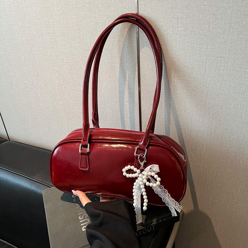 

Сумка на плечо большой вместимости в балетном стиле, женская портативная сумка-подушка, нишевая универсальная сумка на плечо/подмышку, сумка-багет Spice Girl single bag красный