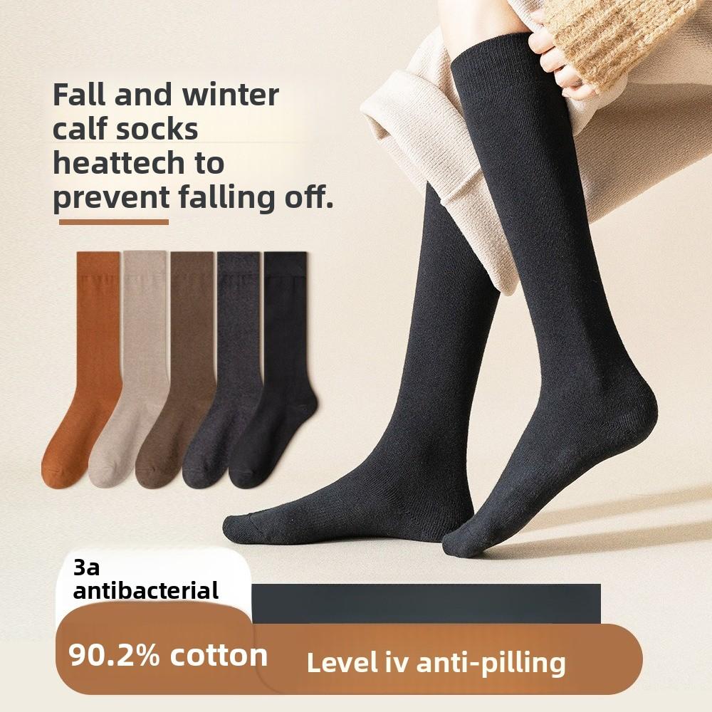 Female Autumn and Winter Cotton Warm Show Thin Anti Sweat Absorption Breathable Calf Socks