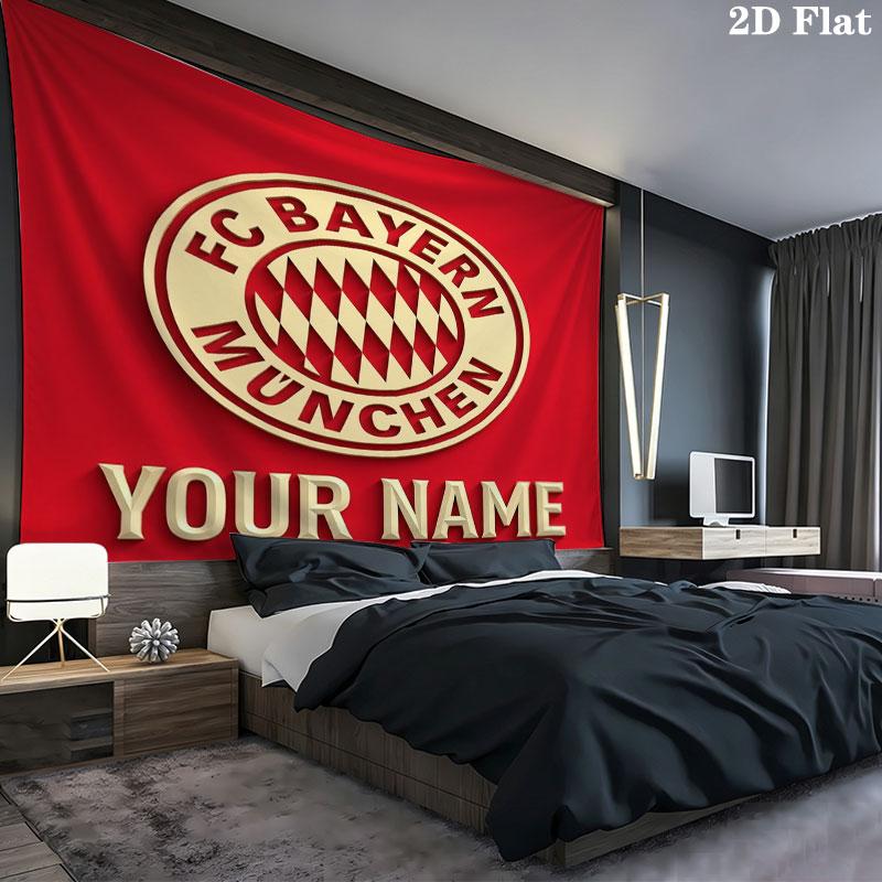 FC Bayern Munchen Custom Name Wall Tapestry Aesthetic Wall Hanging Printed Fabric Blanket Decorative Tapestries for Bedroom Living Room Home Decor