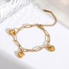 European & American Retro 18K Gold-Plated Titanium Three Heart Pendant Bracelet