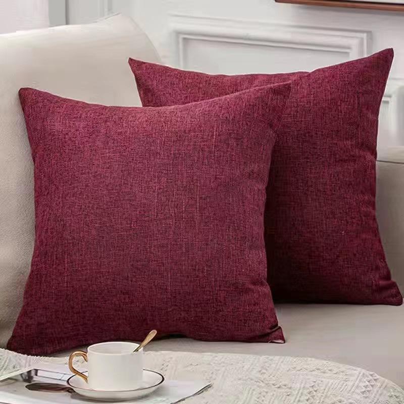 Modern Simple Style Linen Pillow Pure Color Elegant Office Bedside Cushion Cover Fabric Back Sofa
