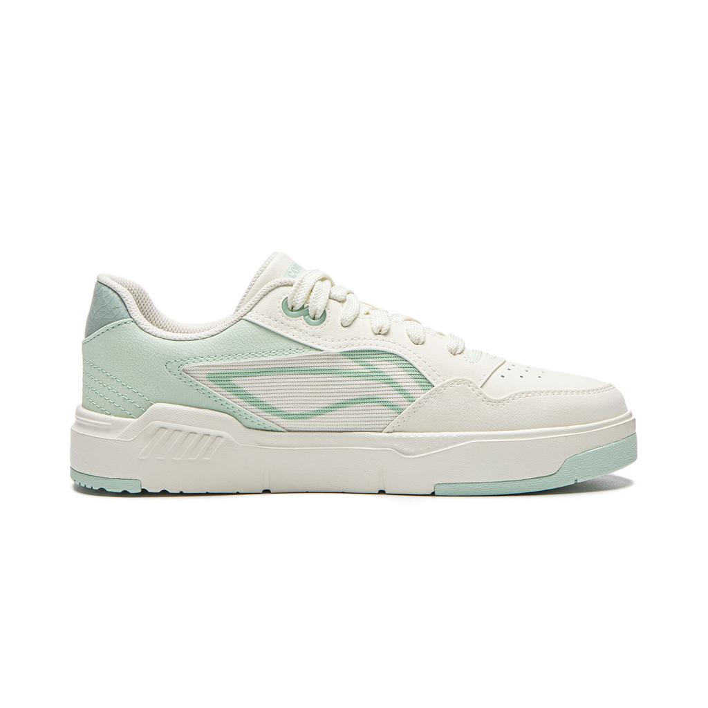 Li Ning Common 80s Skateboard Shoes Women's Low Top Champagne White/Water Wave Green AGCW038-1
