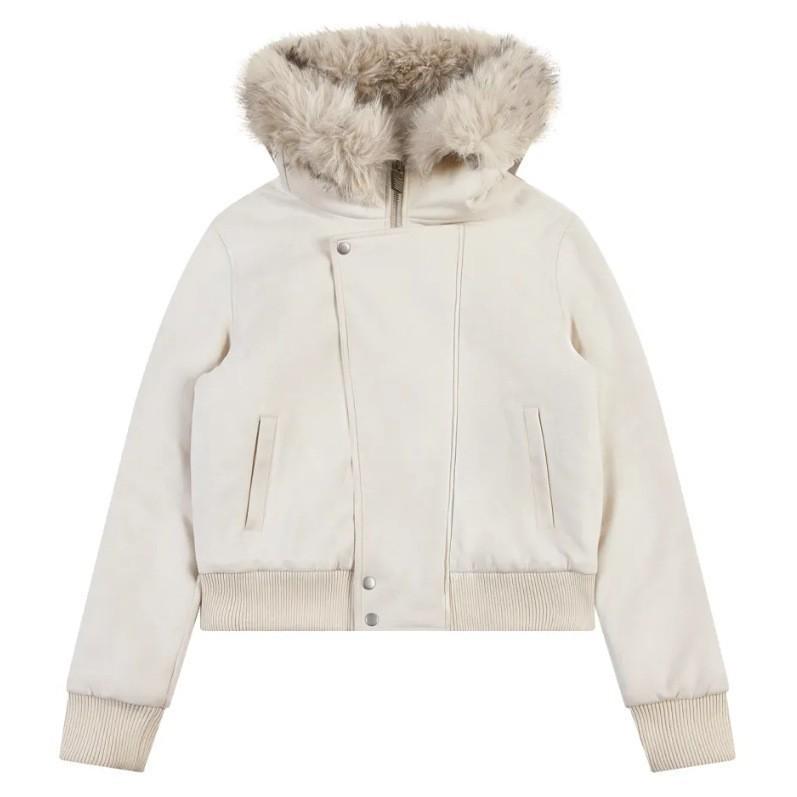 Cotton clothes women's new deerskin fleece hooded fur collar jacket women's winter thickened loose fleece jacket tide