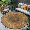 Tappeto Rotondo in Flanella con Venature del Legno e Anelli degli Alberi, Rustico, per Esterno, Patio, Giardino, Balcone, Tappetino per Pavimento, Texture Naturale, Decorazione Ecologica