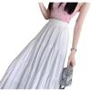 Women's Summer Elegant High Waisted Slimming White Tiered Skirt A Line Flared Long Skirt for Pear Shaped Figures