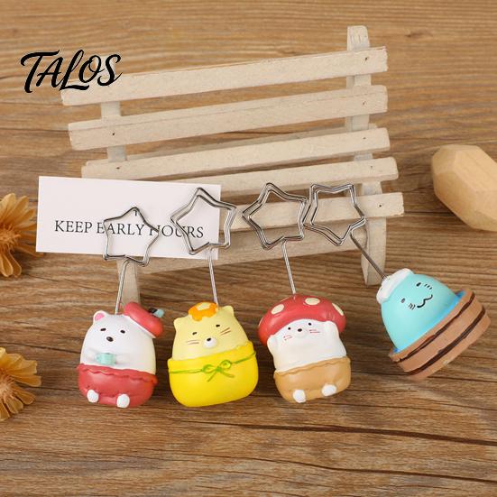 Star-shaped Metal Display Stand Animal Shaped Resin Note Holder, Cute Desk Memo Photo Clip Stand, Blue Dumpling Figure Creative Office Desktop Decor,