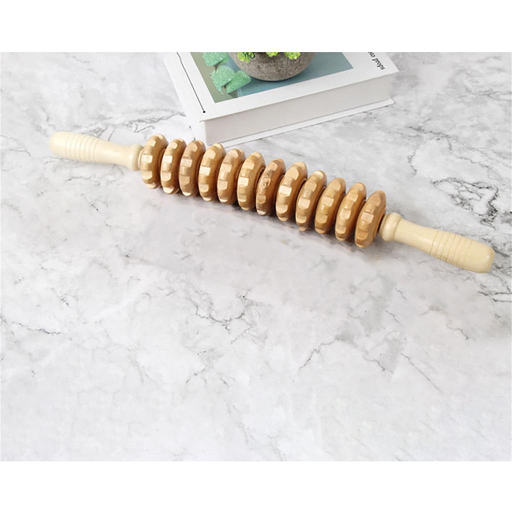 12 Roller Massage Tool Wood Therapy Body Massage Anti Cellulite Roller Stick