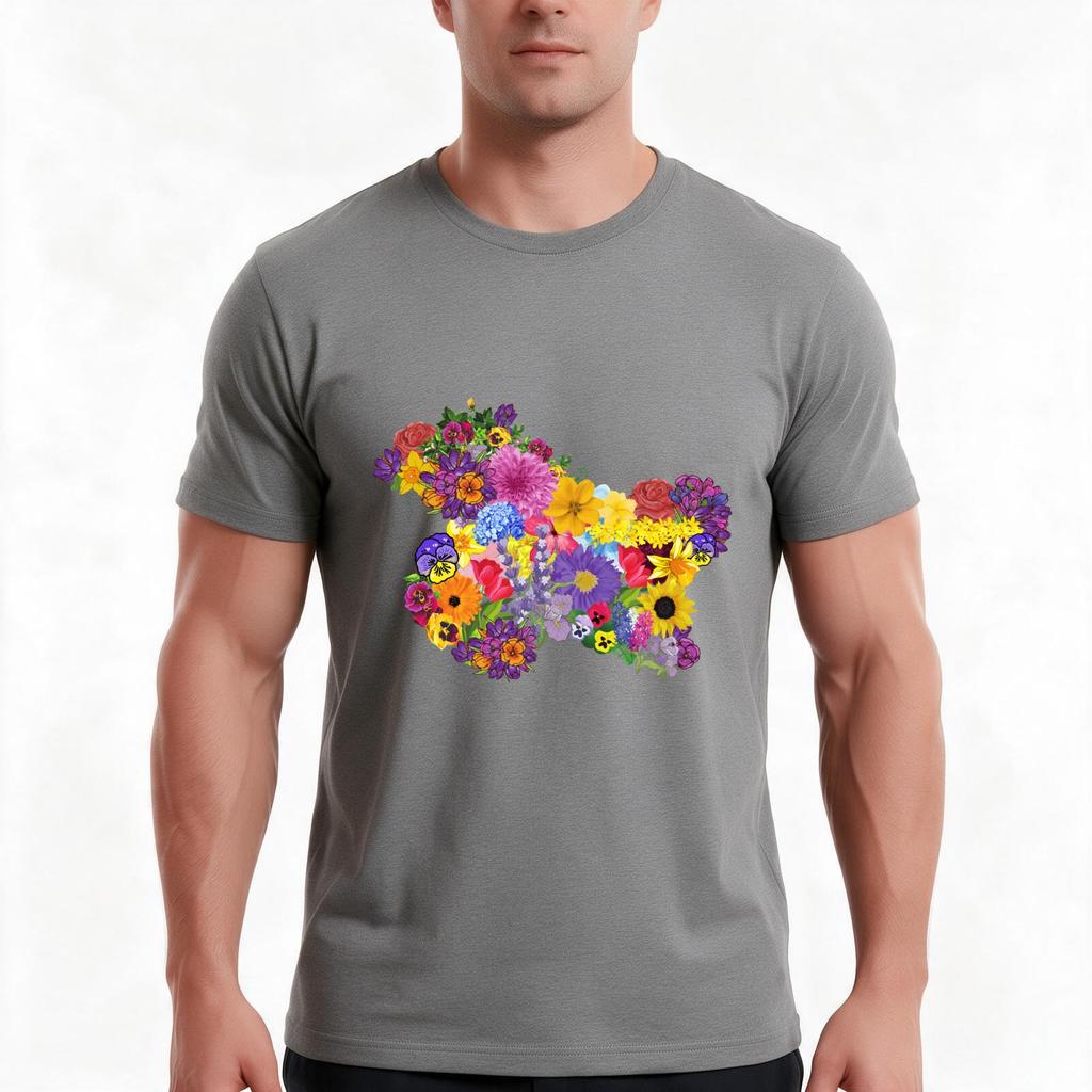 Floral Kashmir Map Tshirt Summer Casual Cotton Tee Oversized Streetwear Tops Vintage Graphic Print Loose Fit Short Sleeve