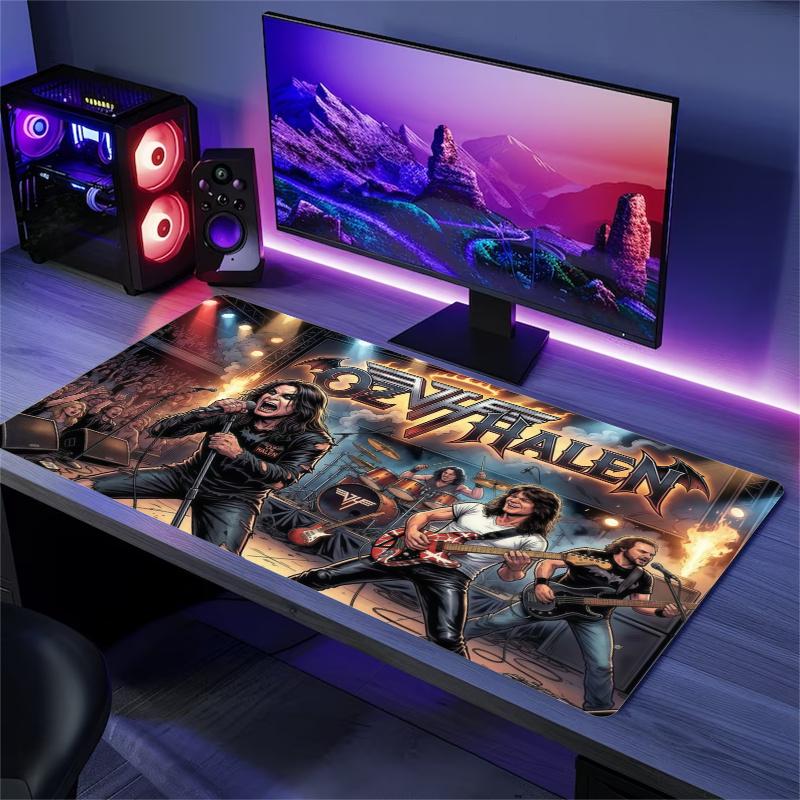 Van Halen Color Mouse Pad Large Gaming Table Cushion Non-slip Laptop Tablet Big Mousepad XXL Mat Mini PC Playmat With Lock edge