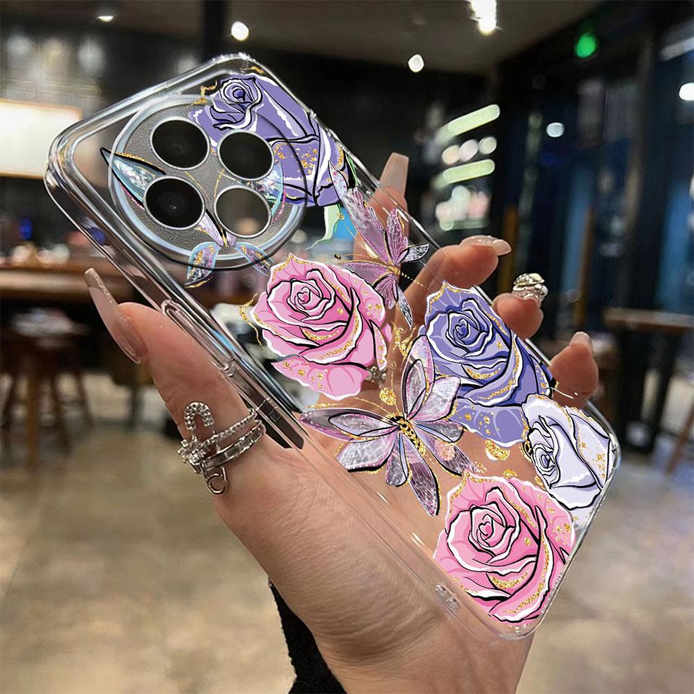 Romantic Lace Pattern Phone Case For Xiaomi Redmi Note 14 Pro 14C 6.88" Transparent Clear Shockproof Flower oil Painting Cover