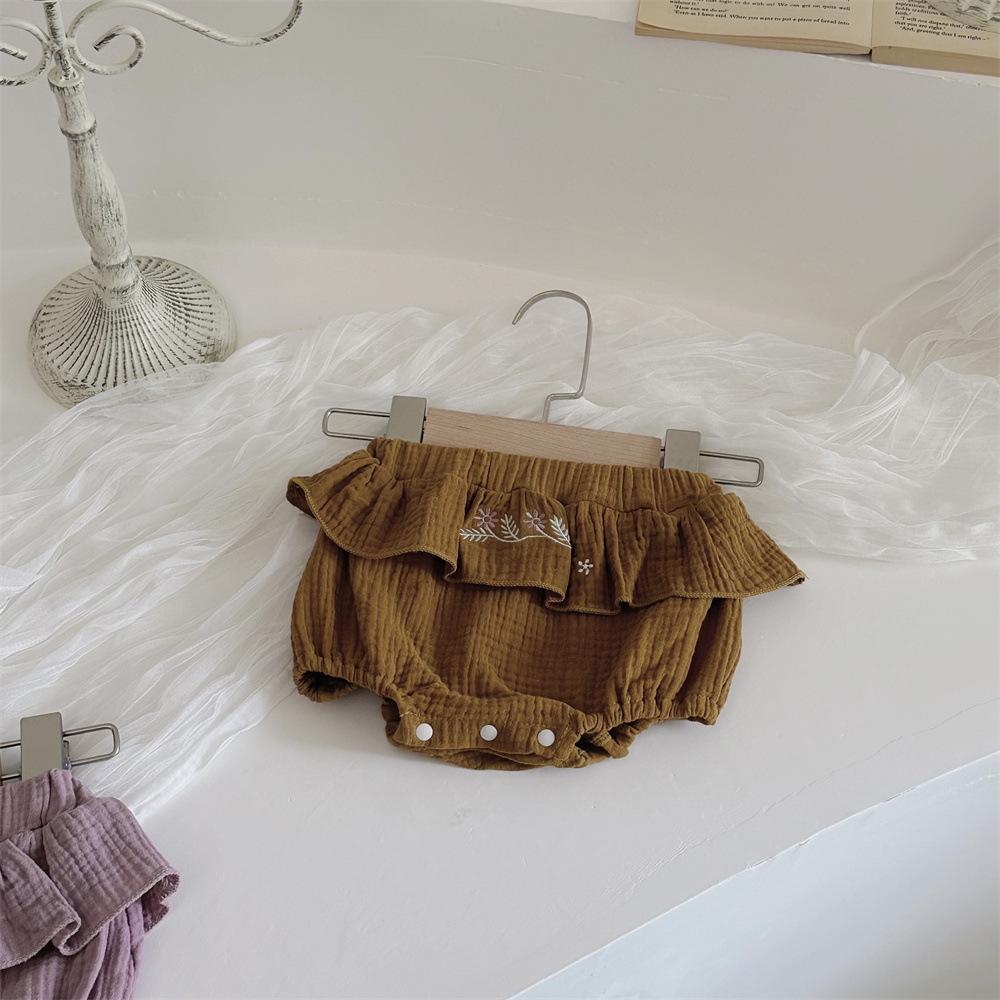 

Летние шорты с вышивкой и оборками из хлопковой марли в стиле INS для младенцев и малышей Size 66 (Height: 52-60CM)