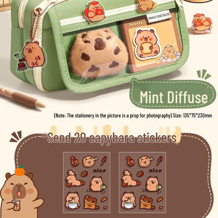 Capibara Velkokapacitní Průhledné Pouzdro na Tužky Odolné Proti Nečistotám, Roztomilé a Stylové pro Studenty Středních Škol