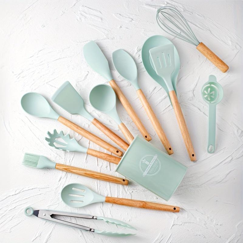 14pcs silicone utensil set with plastic holder