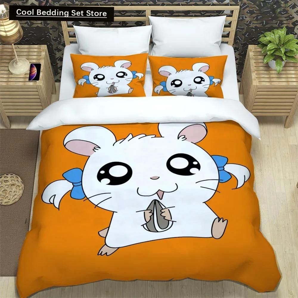 3D-Druck Cartoon Hamtaro Bettwäsche-Set Bettbezug Kissenbezug Set Weich Bequem Kindergeburtstagsgeschenk Heimtextilien