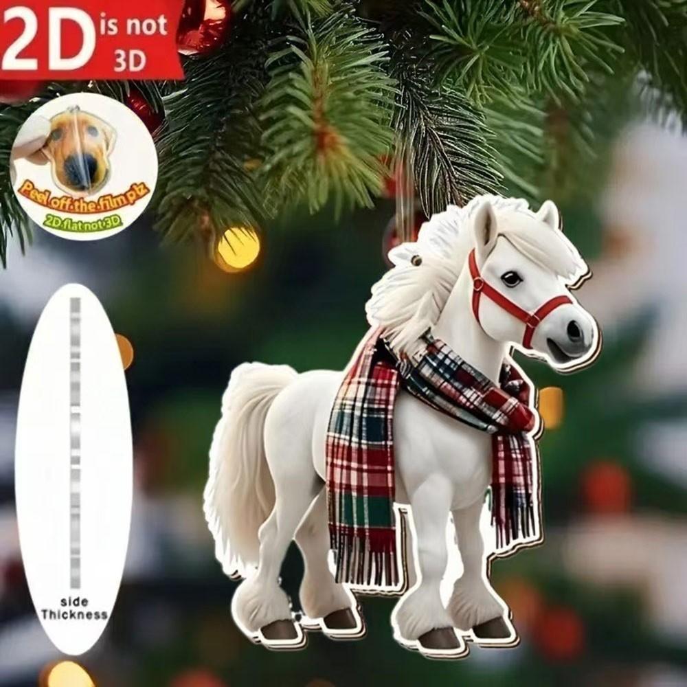 Party 2D Flat Christmas Hanging Pendant Ebony Horse Majesty Acrylic Horse Pendant Xmas Tree Hanging Ornament Navidad Decor