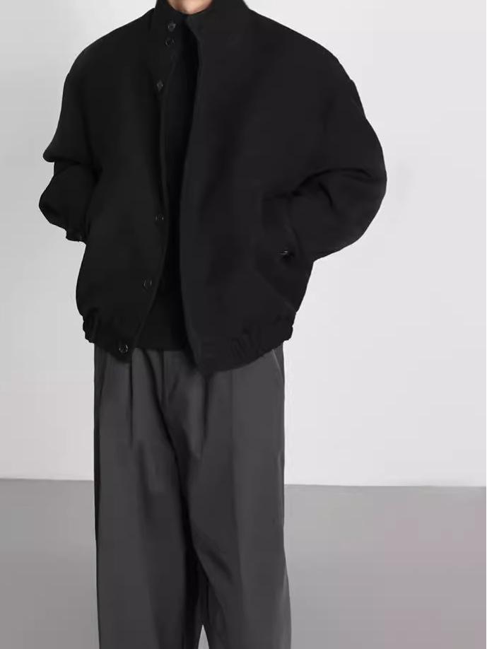 Pánská trendy vlněná bunda se stojáčkem - Korejský styl pro jaro a podzim