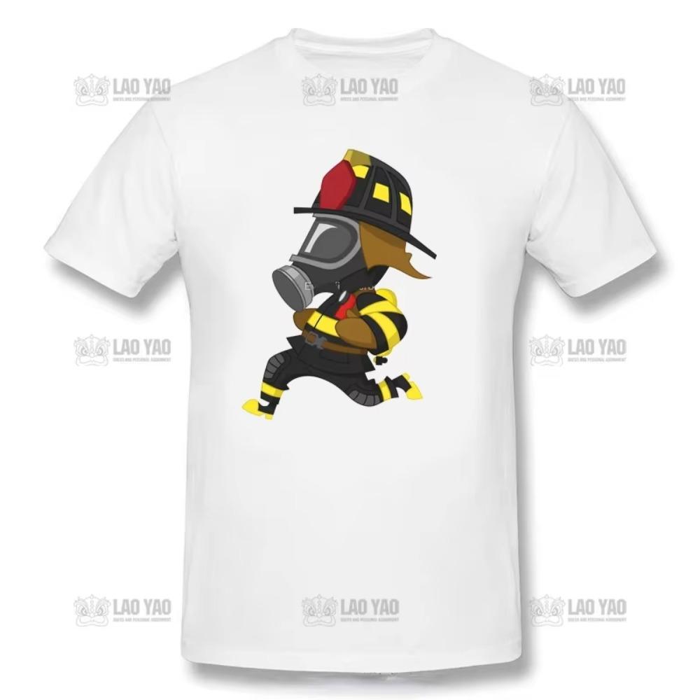 Creative Rescues Kitten T Shirt Popular Mens Short Sleeve Men White Firefighter Hero Fight Fire Printed Tshirt Summer TShirts
