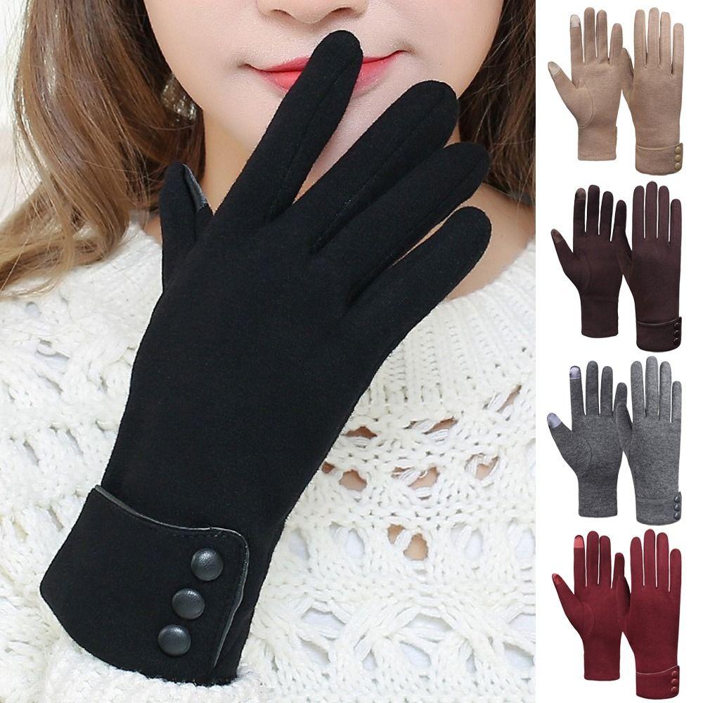 Fleece Lined Winter Warm Gloves Cold Proof Full Finger Gloves Thermal Gloves  Autumn Winter