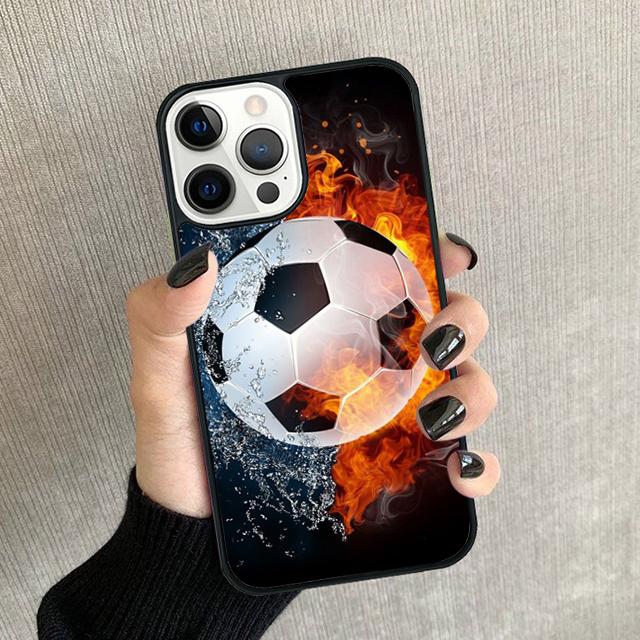 

Fire Football Soccer Ball Phone Case For iPhone 17 Air 15 16 11 12 13 14 Pro Max Cover For iPhone 17 Air Max Plus Fundas iPhone 13
