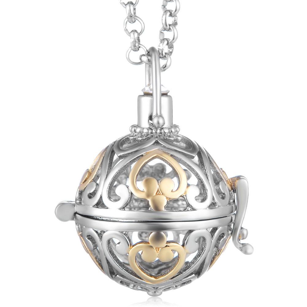 Mexico Chime Two-Color Feather Caller Locket Piano Ball Necklace Essential Oil Diffuser Perfume Musical Pendant New Jewelry
