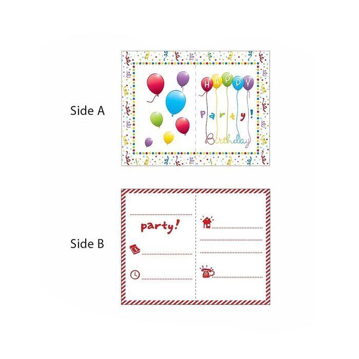 Invitations Anniversaire avec enveloppes (x6)