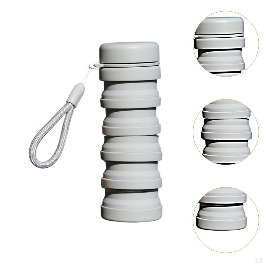 Water Bottle, 500ml Silicone Lightweight Reusable Sports Drinking Cup for Hiking Backpacking