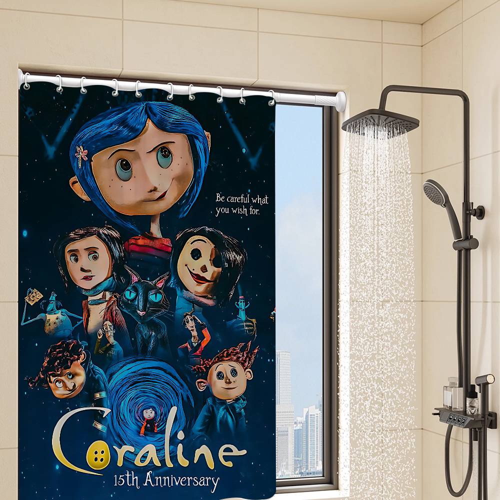 Anime Movie Coraline Shower Curtain - Water-Repellent And Leak-Resistant, Mold And Mildew Resistant For
